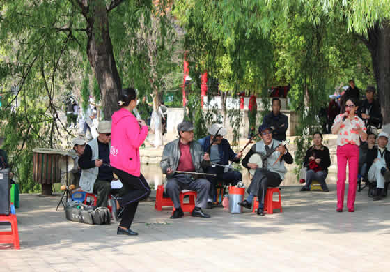 People singing in the park